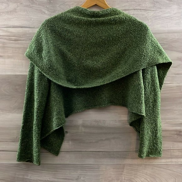 Eileen Fisher Womens Green Wool Nylon Bouclè Open Front Cropped Sweater Size S - Picture 2 of 10